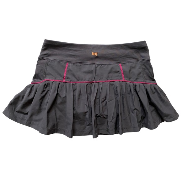 Lucy Pants - Lucy Womens Active Skort Charcoal Grey Pink Ruffle Pleated Tennis Skirt XS 23801
